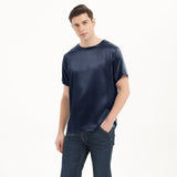 Kurzärmlige Seidenhemden für Männer Bequeme Rundhals-Seidentop-Seiden-T-Shirts