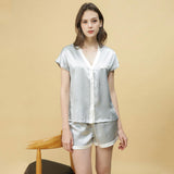 Short Women Silk Pajama Set Short Silk Pants women SIlk sleepwear - DIANASILK