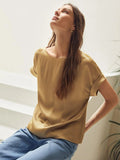 Seidenoberteil mit Fledermausärmeln, Seiden-T-Shirt für Frauen