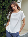 Seidenoberteil mit Fledermausärmeln, Seiden-T-Shirt für Frauen