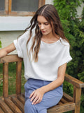Seidenoberteil mit Fledermausärmeln, Seiden-T-Shirt für Frauen