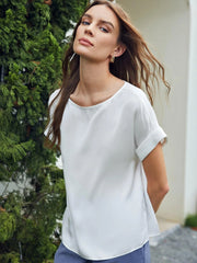 T-shirt en soie en soie en soie en soie pour femmes