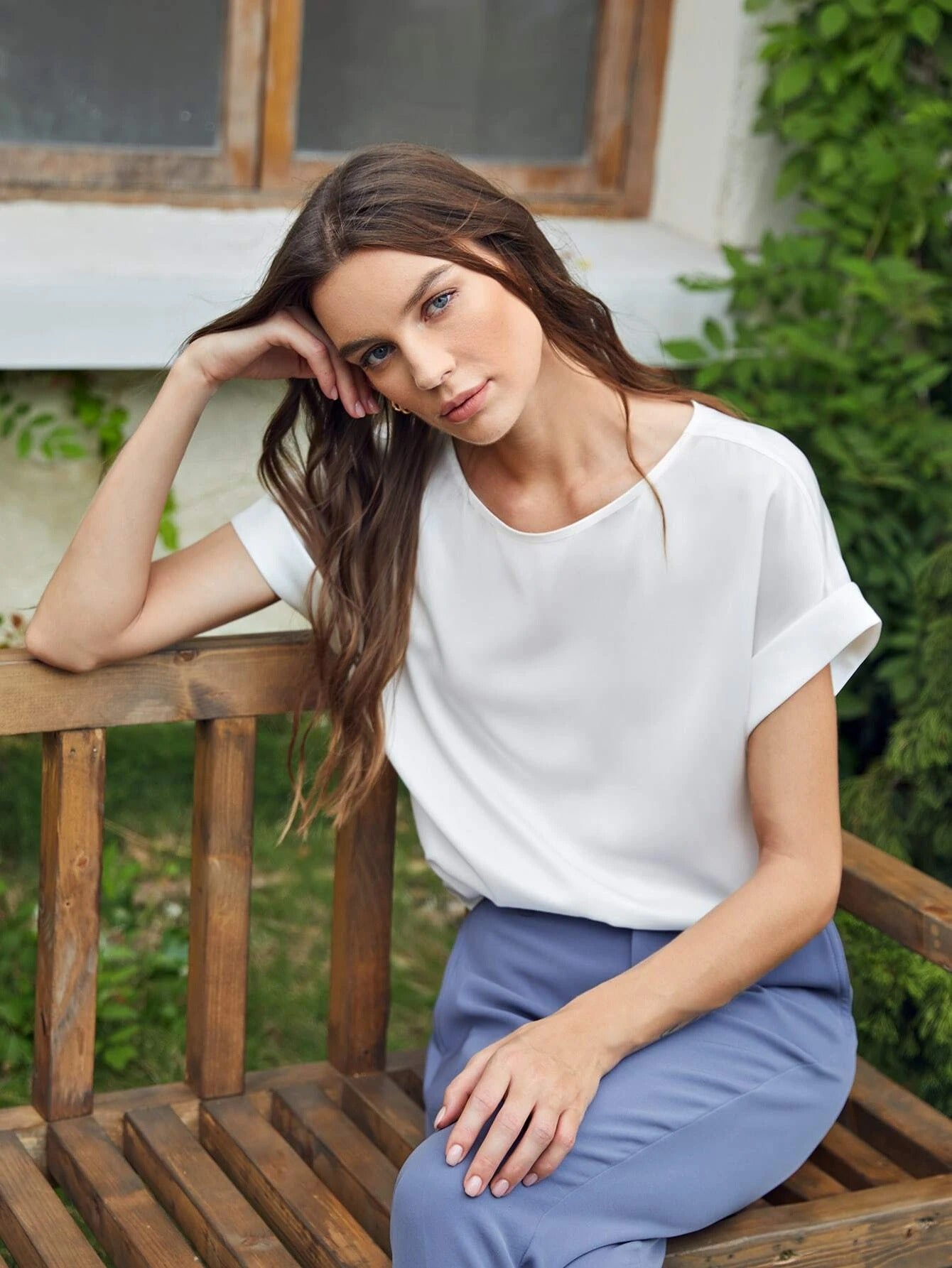 T-shirt en soie à manches chauve-souris pour femmes