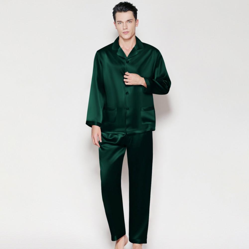 Silk Pajama Set for Men Classic 100% Mulberry Luxury Men Silk Nightwear - DIANASILK