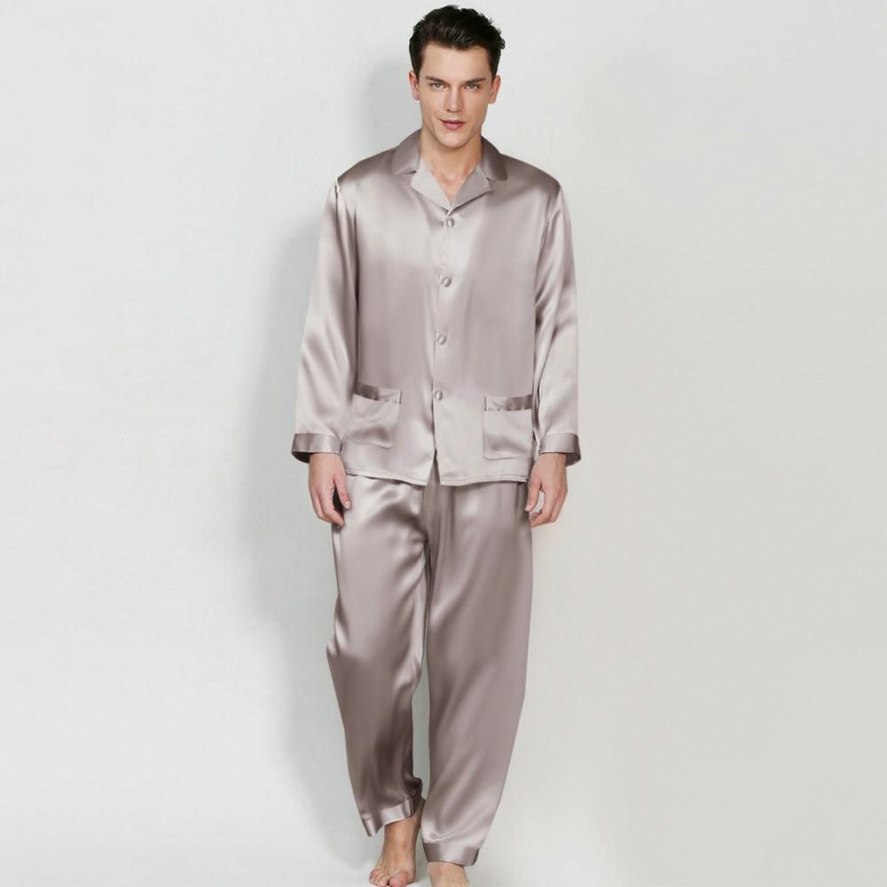 Silk Pajama Set for Men Classic 100% Mulberry Luxury Men Silk Nightwear - DIANASILK