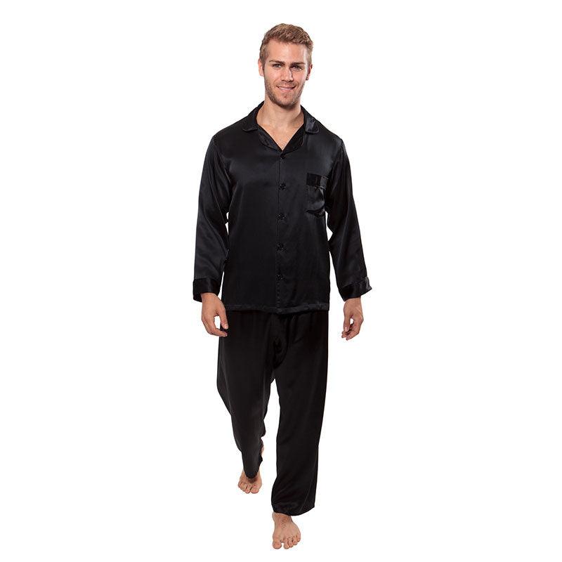 Silk Pajamas for Men 22 Momme Long Sleeve Lounge Soft Comfortable 100% Real Silk Pajamas Set - DIANASILK