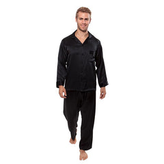Silk Pajamas for Men 22 Momme Long Sleeve Lounge Soft Comfortable 100% Real Silk Pajamas Set - DIANASILK