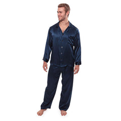 Silk Pajamas for Men 22 Momme Long Sleeve Lounge Soft Comfortable 100% Real Silk Pajamas Set - DIANASILK