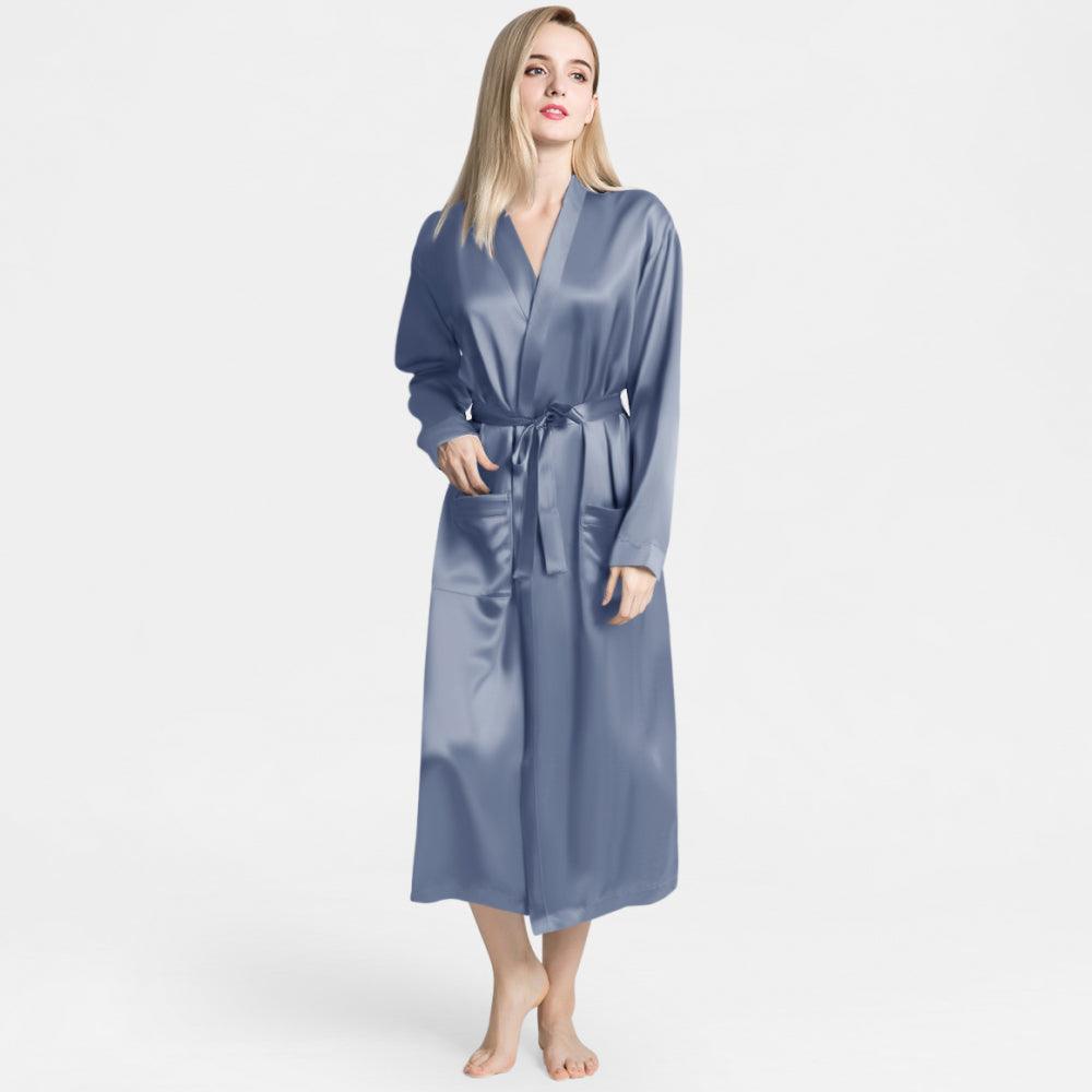 Models Long Robe Simple Silk Robe for Women 100% Long Silk Robes – DIANASILK