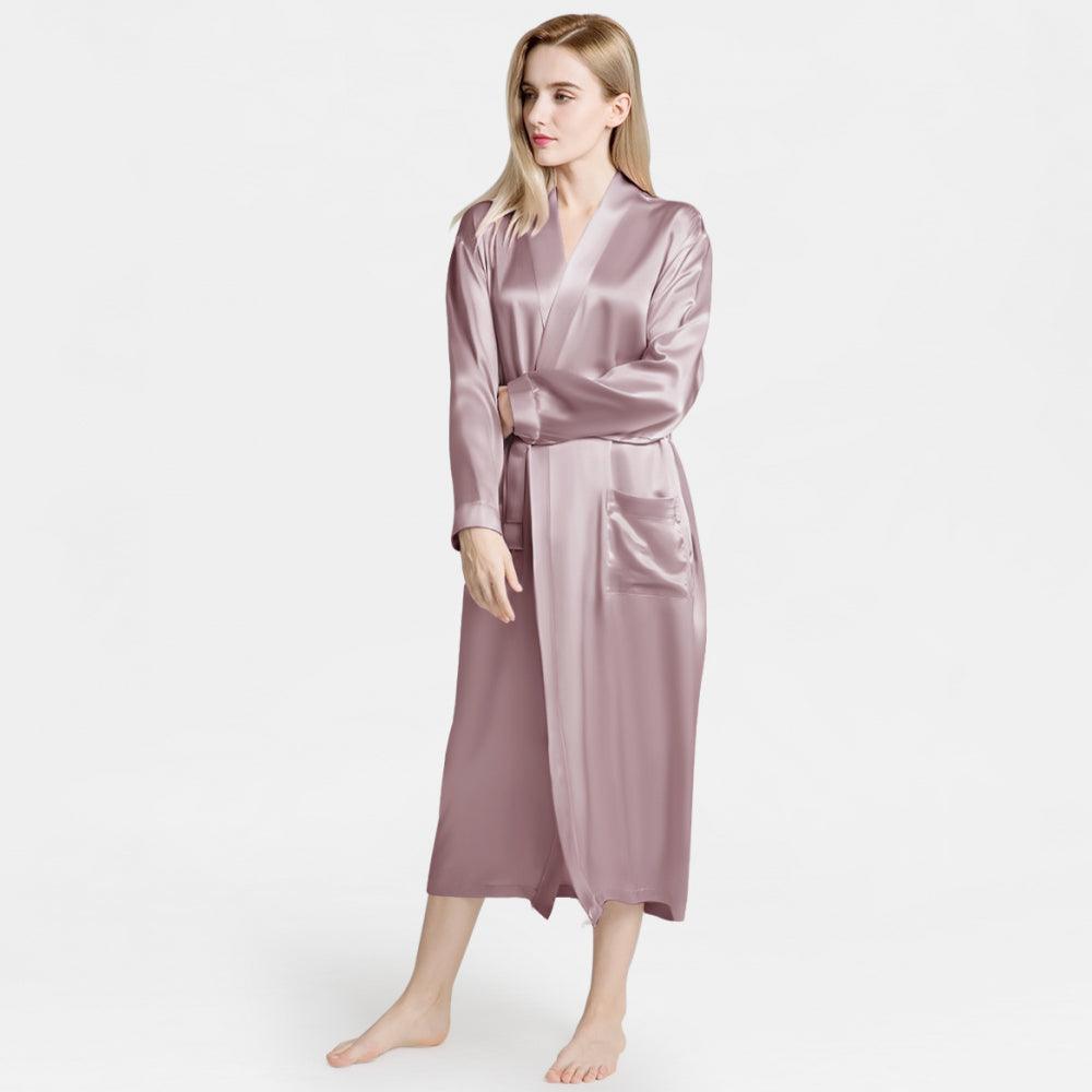 Models Long Robe Simple Silk Robe for Women 100% Long Silk Robes – DIANASILK