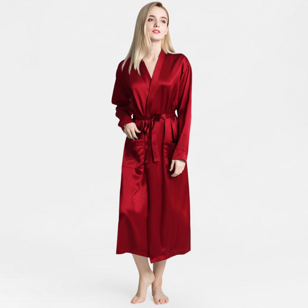 Models Long Robe Simple Silk Robe for Women 100% Long Silk Robes – DIANASILK