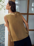 Camisa de seda simple de grado 6A de 22 mm sin mangas con corte recto y mezcla de seda superior