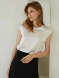 Simple Pure 100% 22mm Mulberry Silk Grade 6a Camiseta de seda sin mangas para mujer