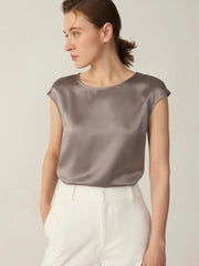 Camisa de seda sin mangas de 100% de mora puro para mujeres