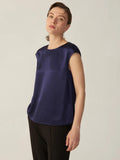 Simple Pure 100% 22mm Mulberry Silk Grade 6a Camiseta de seda sin mangas para mujer