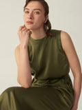 Einfaches, ärmelloses Kleid aus reiner 100 % Seide Grad 6a, 22 mm, mit Gürtel
