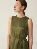 Einfaches, ärmelloses Kleid aus reiner 100 % Seide Grad 6a, 22 mm, mit Gürtel