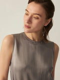 Einfaches, ärmelloses Kleid aus reiner 100 % Seide Grad 6a, 22 mm, mit Gürtel