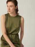Einfaches, ärmelloses Kleid aus reiner 100 % Seide Grad 6a, 22 mm, mit Gürtel