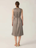 Einfaches, ärmelloses Kleid aus reiner 100 % Seide Grad 6a, 22 mm, mit Gürtel
