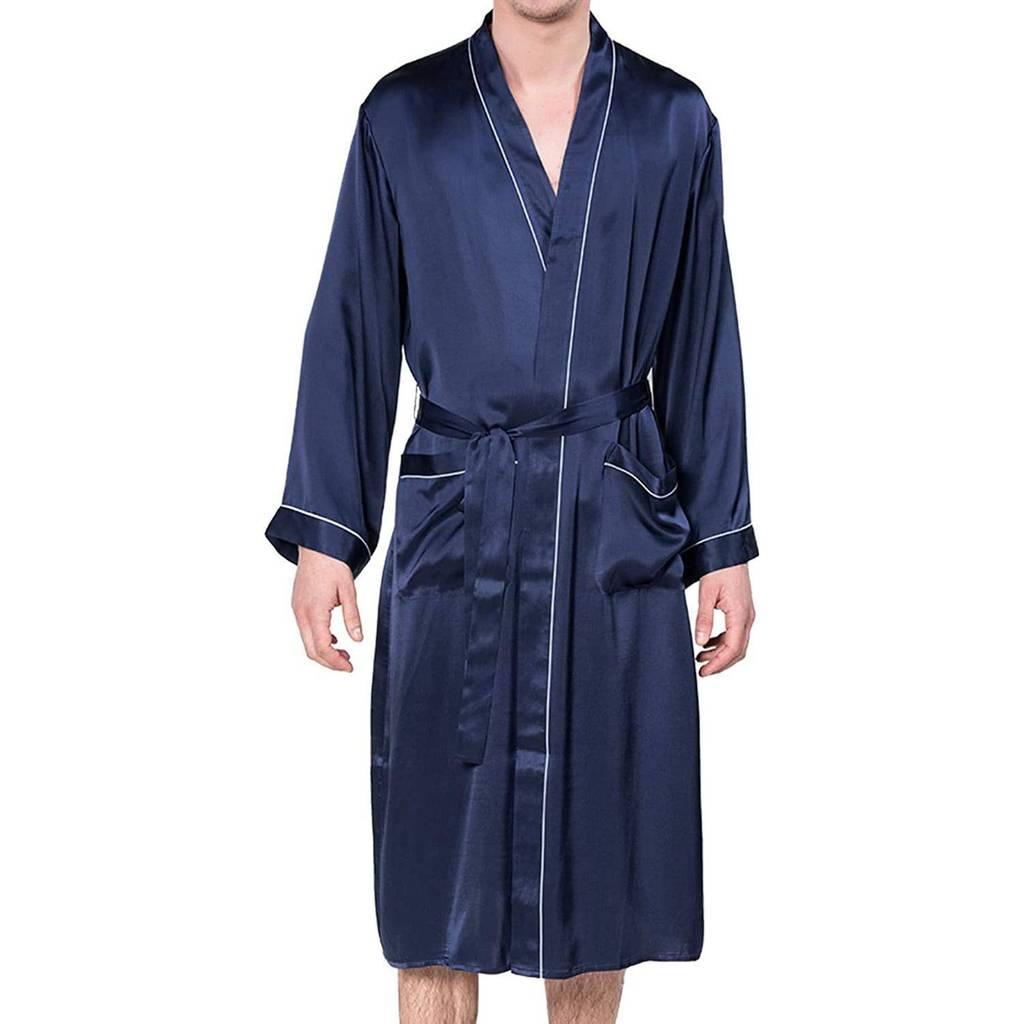 100%  Men's Silk Robe Luxury Long Silk Bathrobe Pure Male Silk Robes - DIANASILK