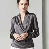 Primavera nueva blusa de seda elegante para mujer 100% camisa de seda de morera Top de seda de manga larga