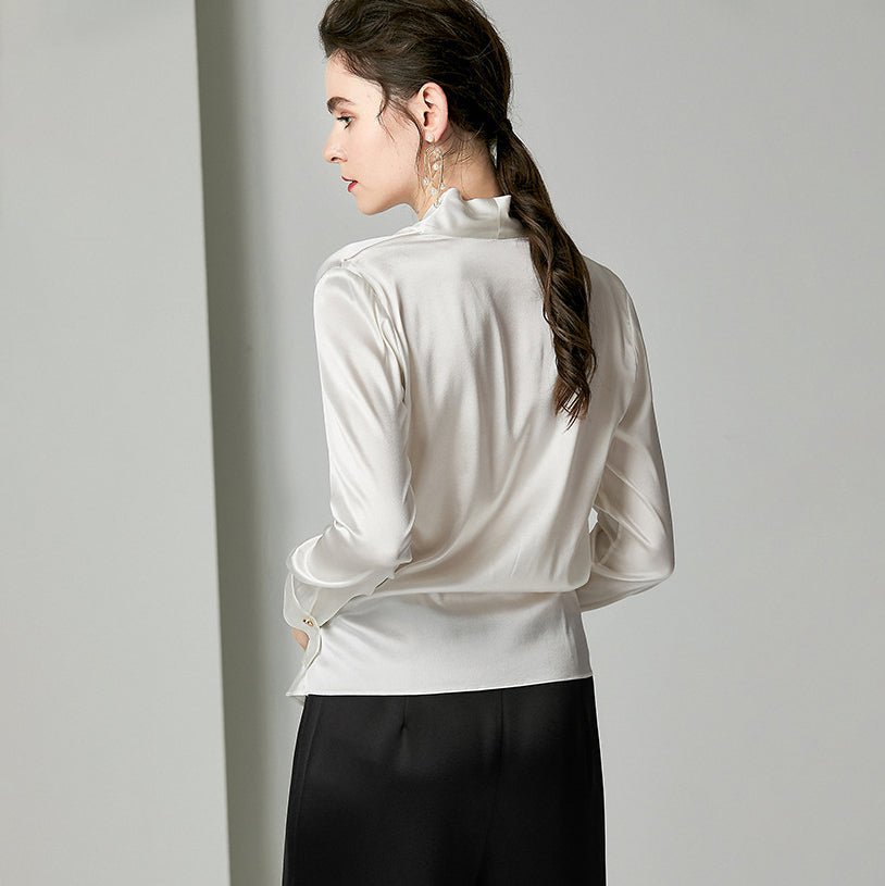white satin blouse long sleeve