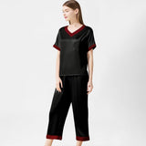 V neck 100% Pure Mulberry Short Sleeve Silk Pajama Set for Women - DIANASILK