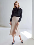 V Neck 100%  Silk Bow Tie Neck Top Jasmine Blouse Long Sleeves Silk Top