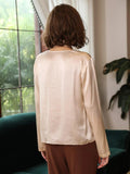 V Neck 100%  Silk Bow Tie Neck Top Jasmine Blouse Long Sleeves Silk Top