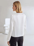 V Neck 100%  Silk Bow Tie Neck Top Jasmine Blouse Long Sleeves Silk Top