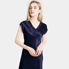V Neck 22 Momme Mulberry  Silk Nightgowns for Women - DIANASILK