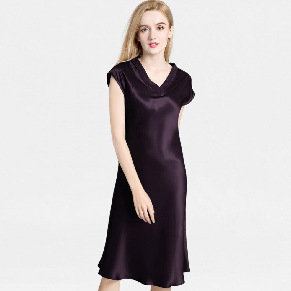 16mm mulberry silk sleeveless v neck back shift dress unlined Mulberry Silk Nightgowns for Women V Neck Silk Nighties – DIANASILK