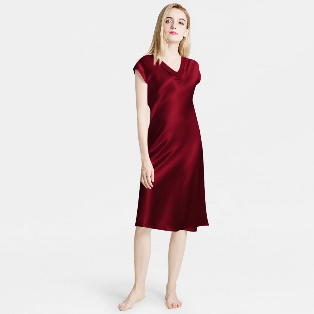 16mm mulberry silk sleeveless v neck back shift dress unlined Mulberry Silk Nightgowns for Women V Neck Silk Nighties – DIANASILK