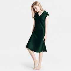 V Neck 22 Momme Mulberry  Silk Nightgowns for Women - DIANASILK