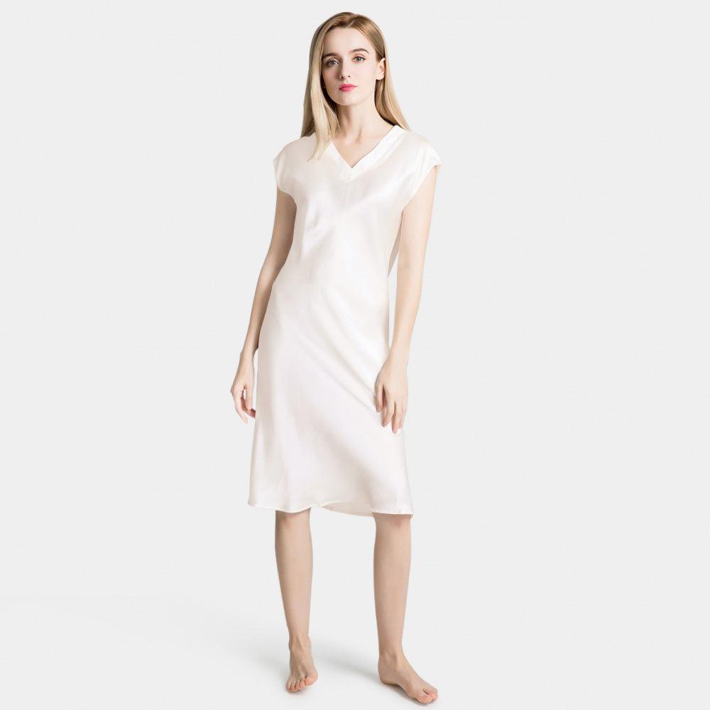 V Neck 22 Momme Mulberry  Silk Nightgowns for Women - DIANASILK