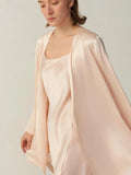 V-Ausschnitt Mulberry Short Silk Long Sleeve für Frauen 100% reine Seide Nachthemd mit Gürtel