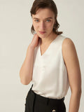 Seide mit V-Ausschnitt, Grade 6A, 22 mm, 100 % Seide, Top, ärmelloses Seidenhemd für Frauen