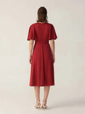 V Neck Silk Grade 6a 22mm Stretchable Wrap Short Sleeve Dress
