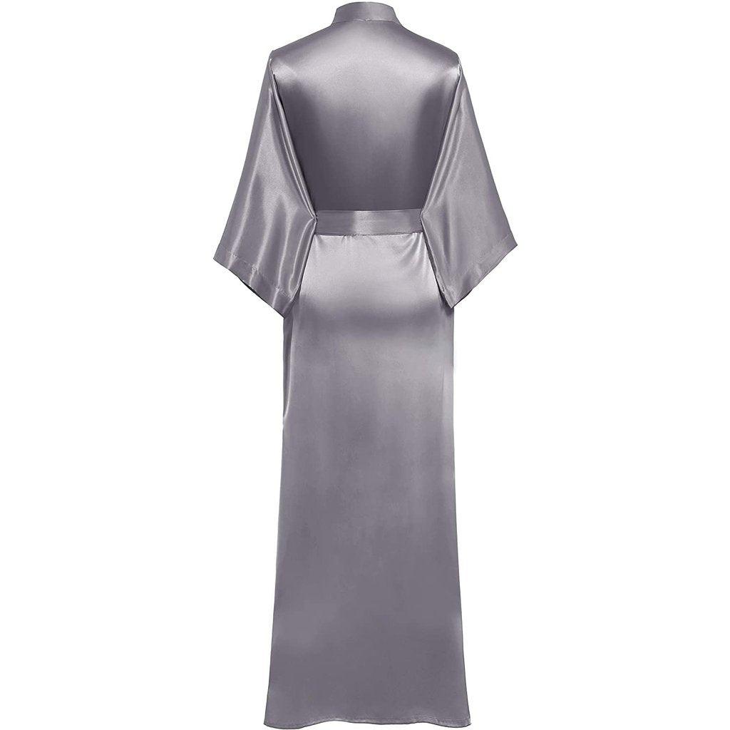 V Neckline Silk Full Length Silk Kimono Robe for Women - DIANASILK