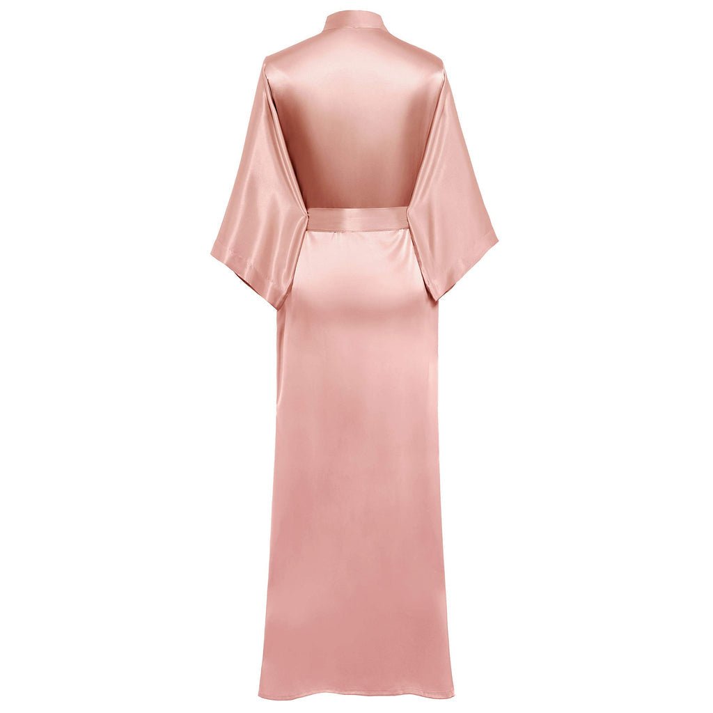 V Neckline Silk Full Length Silk Kimono Robe for Women - DIANASILK