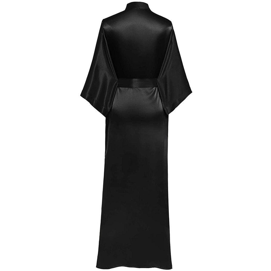 V Neckline Silk Full Length Silk Kimono Robe for Women - DIANASILK