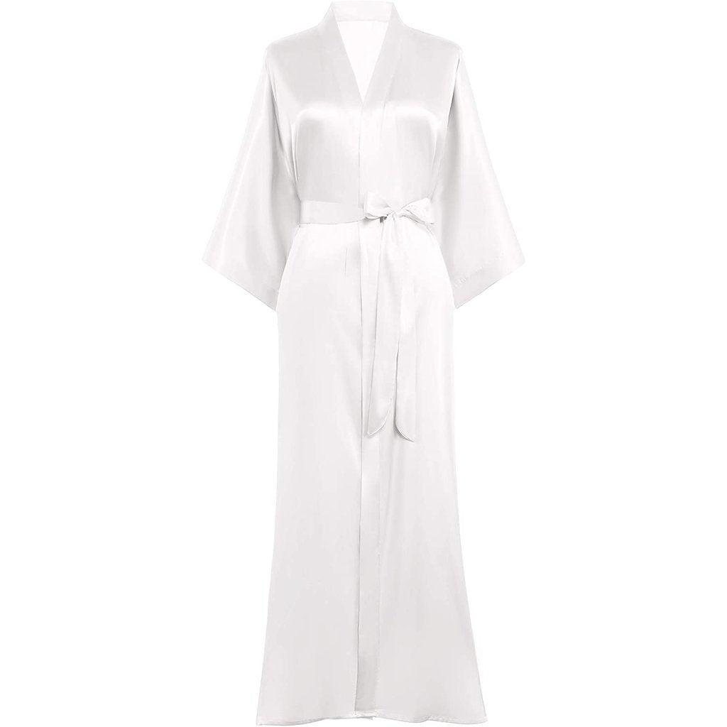 V Neckline Silk Full Length Silk Kimono Robe for Women - DIANASILK