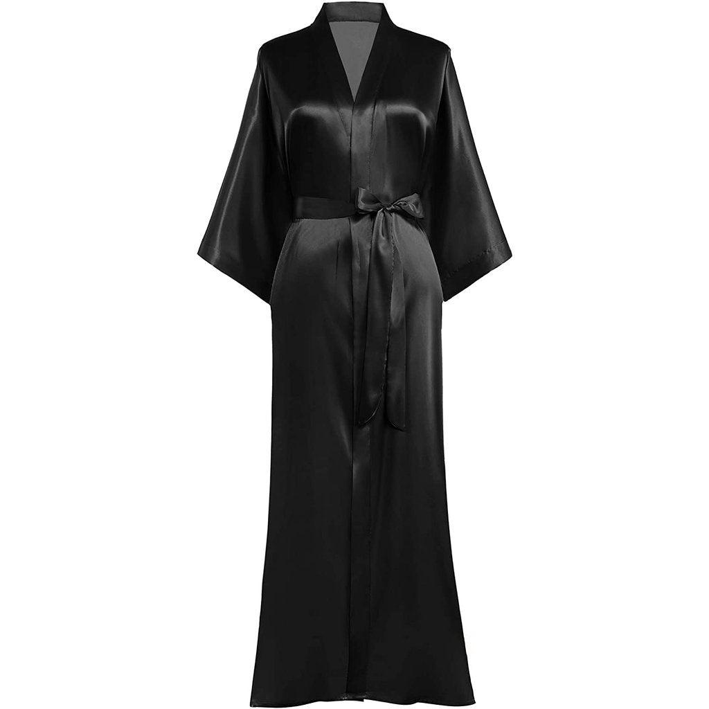 V Neckline Silk Full Length Silk Kimono Robe for Women - DIANASILK