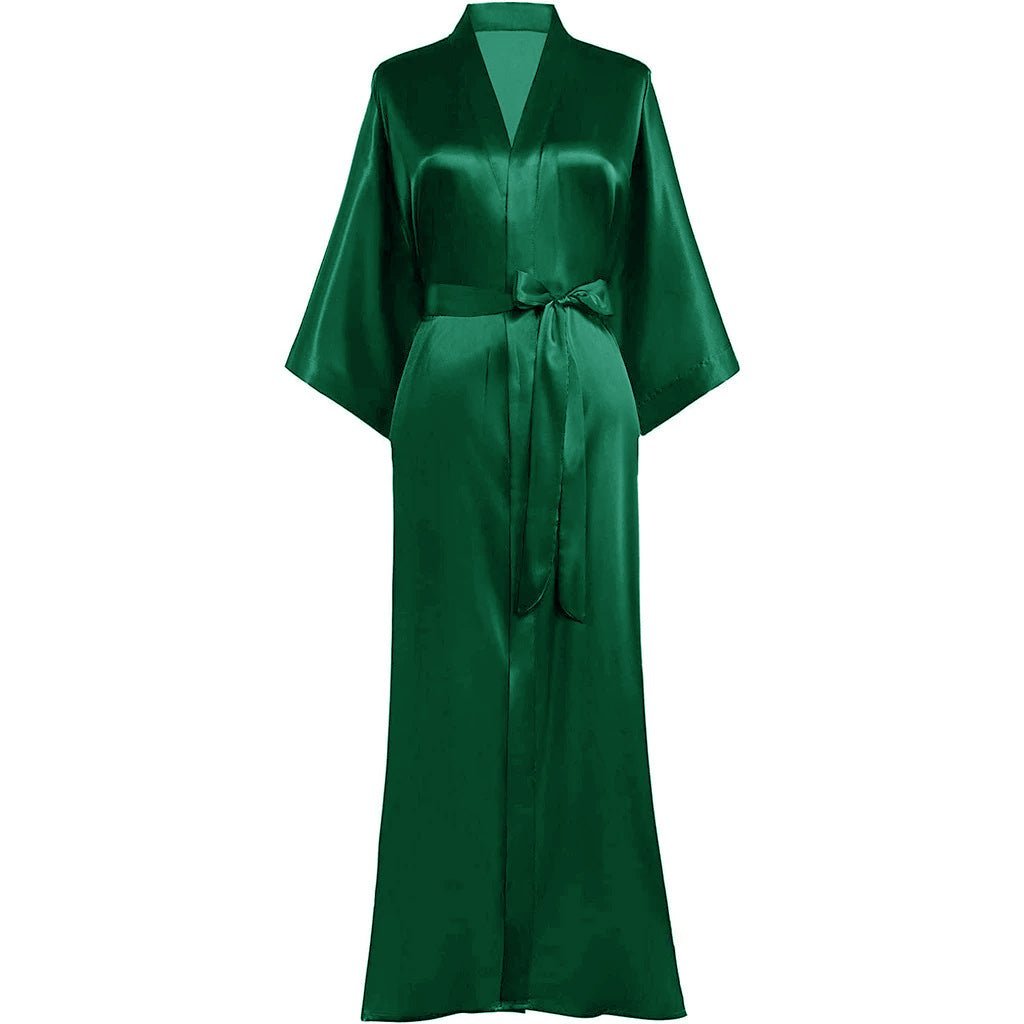 V Neckline Silk Full Length Silk Kimono Robe for Women - DIANASILK