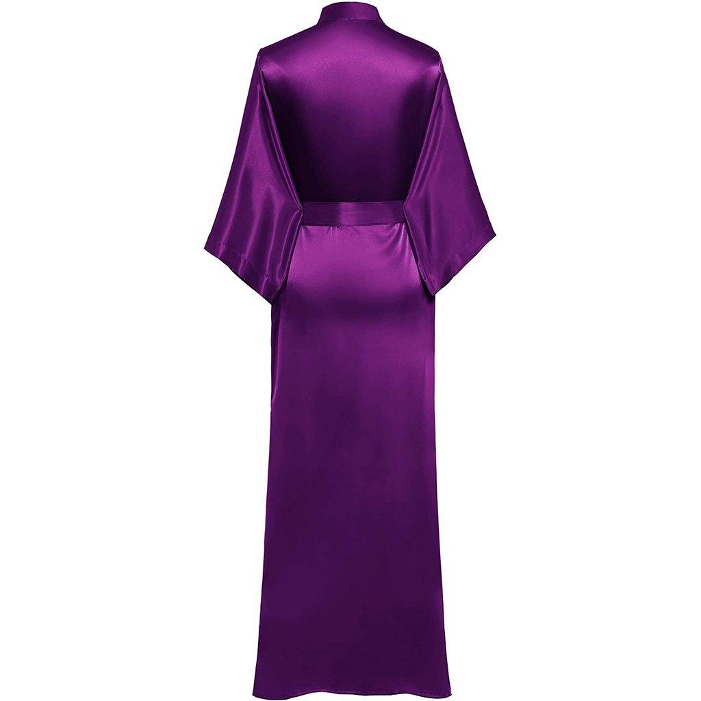 V Neckline Silk Full Length Silk Kimono Robe for Women - DIANASILK