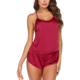 Women Silk Camisole Set Shorts Sexy Lingerie Cami Silk Sleepwear - DIANASILK