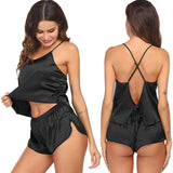 Women Silk Camisole Set Shorts Sexy Lingerie Cami Silk Sleepwear - DIANASILK