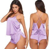 Women Silk Camisole Set Shorts Sexy Lingerie Cami Silk Sleepwear - DIANASILK