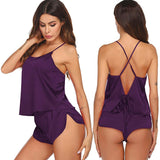 Women Silk Camisole Set Shorts Sexy Lingerie Cami Silk Sleepwear - DIANASILK